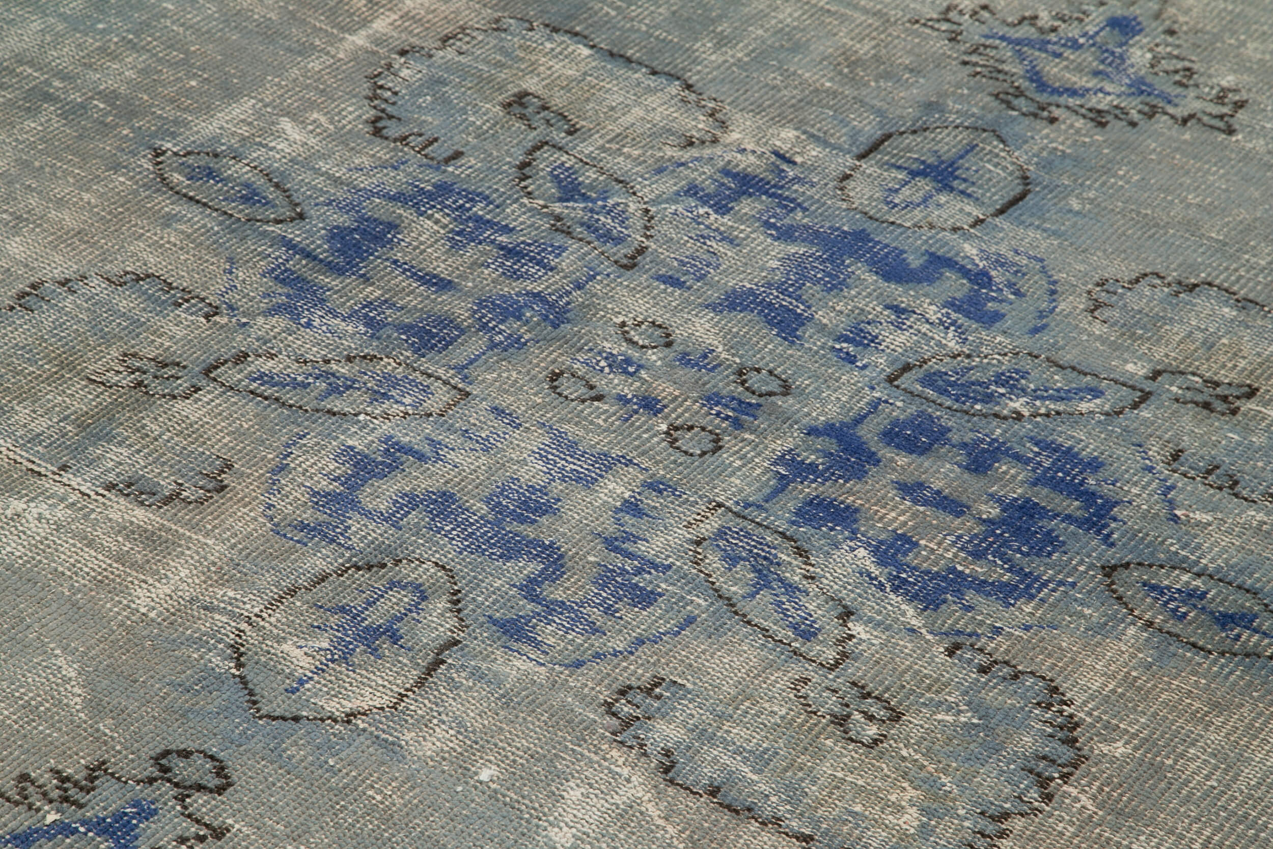 Handmade Vintage Area Rug – Overdyed Wool Rug, Blue Vintage Carpet 7'5''x10'2''