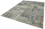 Handmade Patchwork Rug – Blue Area Rug Cotton Wool Vintage Turkish Carpet 8'3"x11'8"