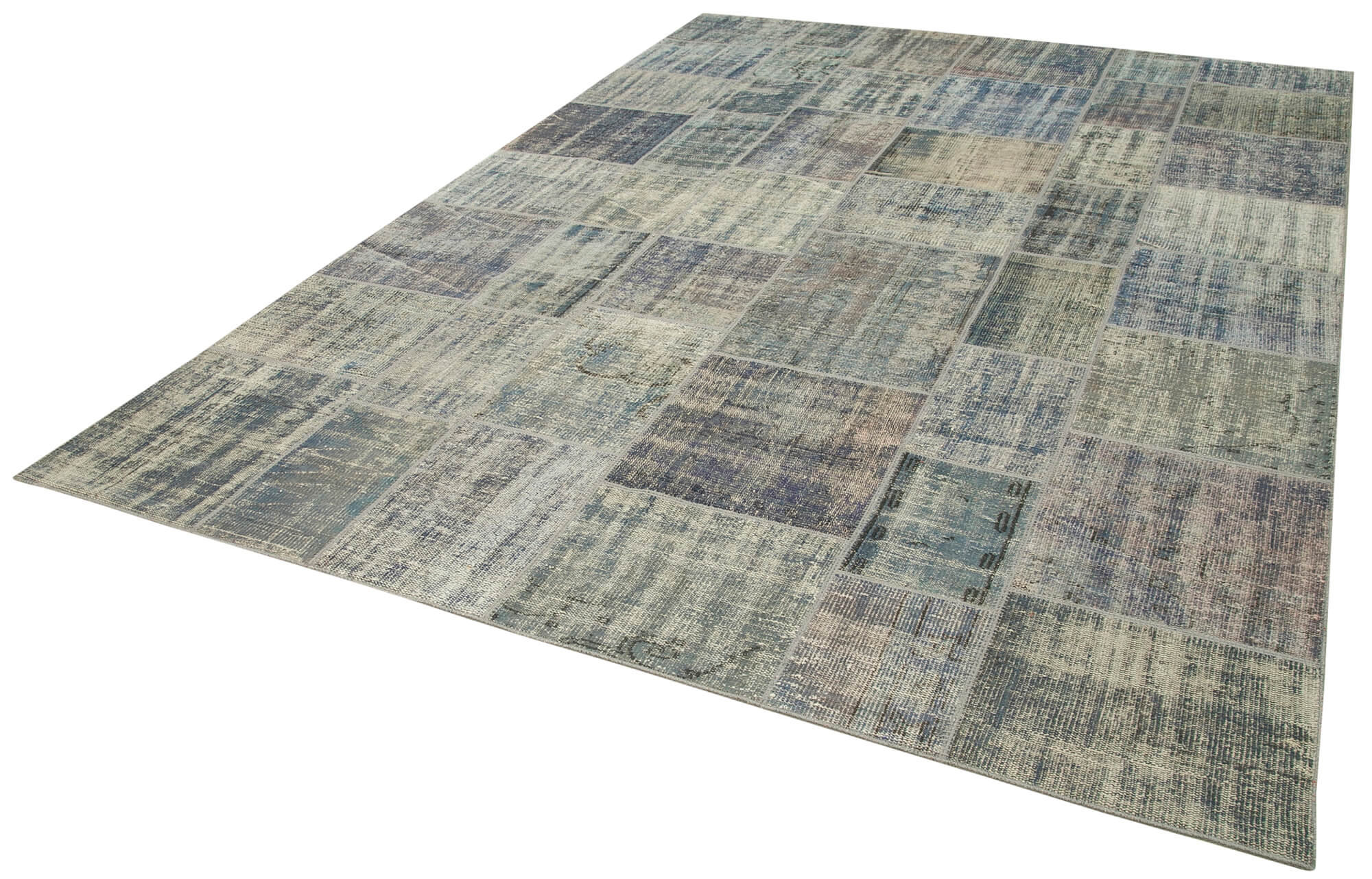 Handmade Patchwork Rug – Blue Area Rug Cotton Wool Vintage Turkish Carpet 8'3"x11'8"