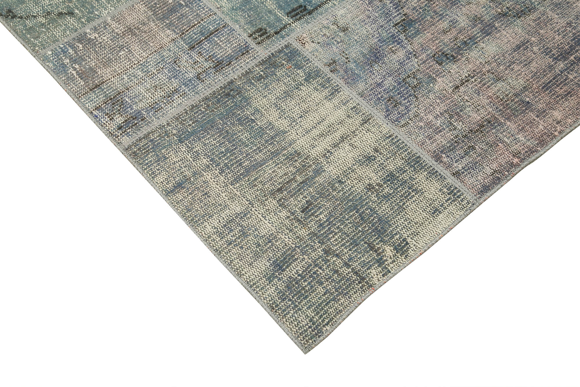 Handmade Patchwork Rug – Blue Area Rug Cotton Wool Vintage Turkish Carpet 8'3"x11'8"