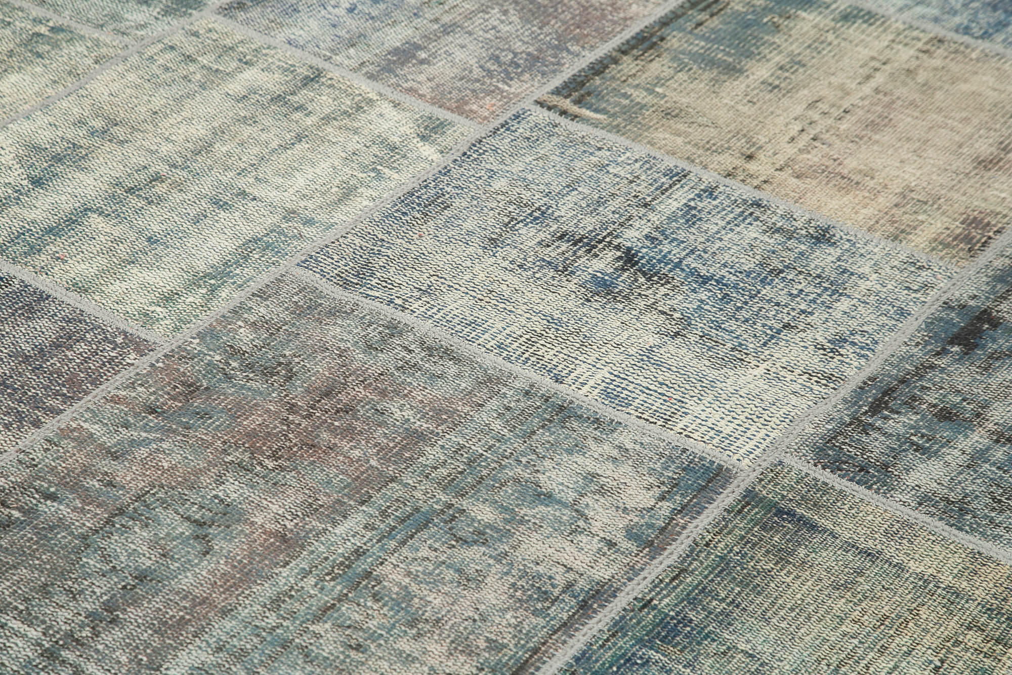 Handmade Patchwork Rug – Blue Area Rug Cotton Wool Vintage Turkish Carpet 8'3"x11'8"