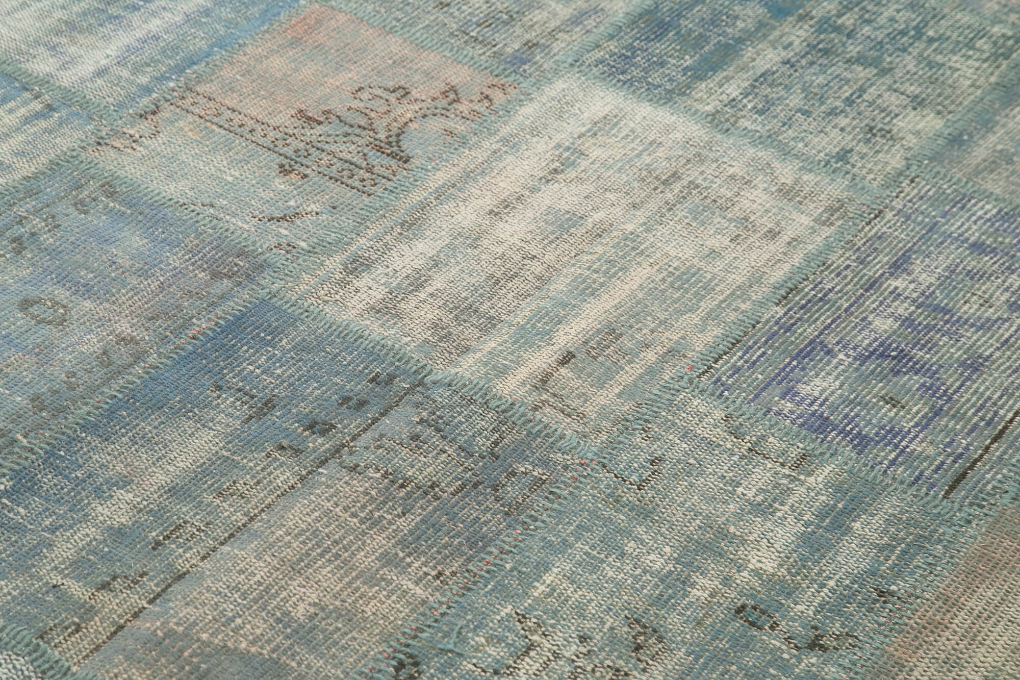 Handmade Patchwork Rug - Kirk Yama Blue Cotton Wool Area Carpet 5'9''x7'11''