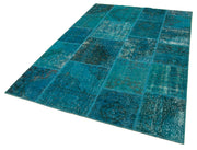 Handmade Area Rug - Kirk Yama Turquoise Patchwork Cotton Wool Carpet 5'5''x7'11''