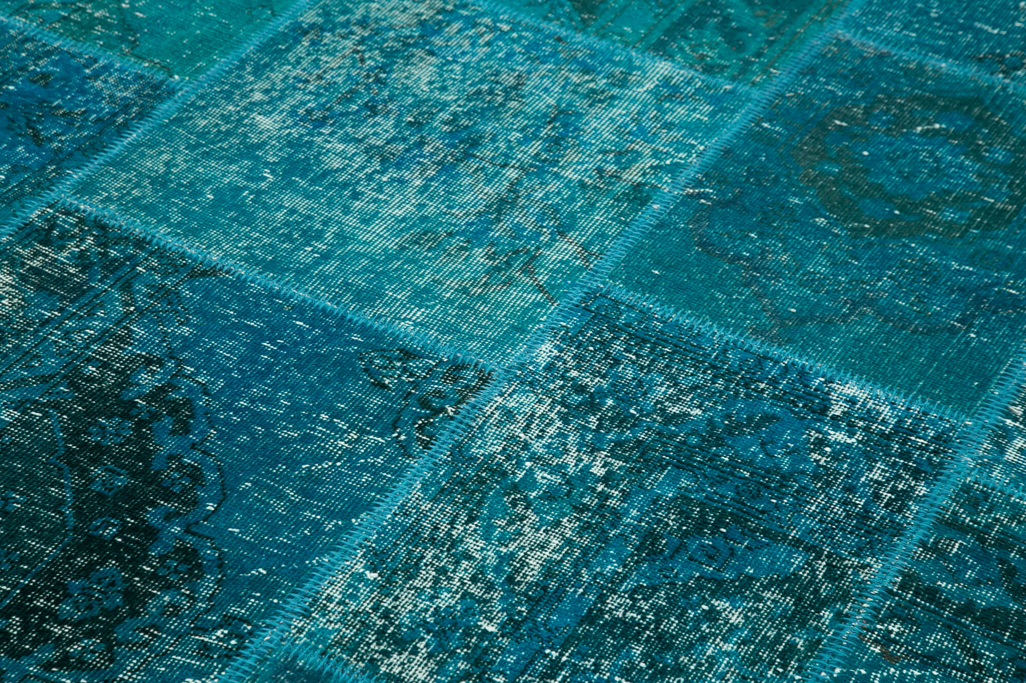 Handmade Area Rug - Kirk Yama Turquoise Patchwork Cotton Wool Carpet 5'5''x7'11''
