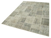 Handmade Patchwork Rug - Kirk Yama Grey Cotton Wool Vintage Area Rug 5'8" x 7'9"