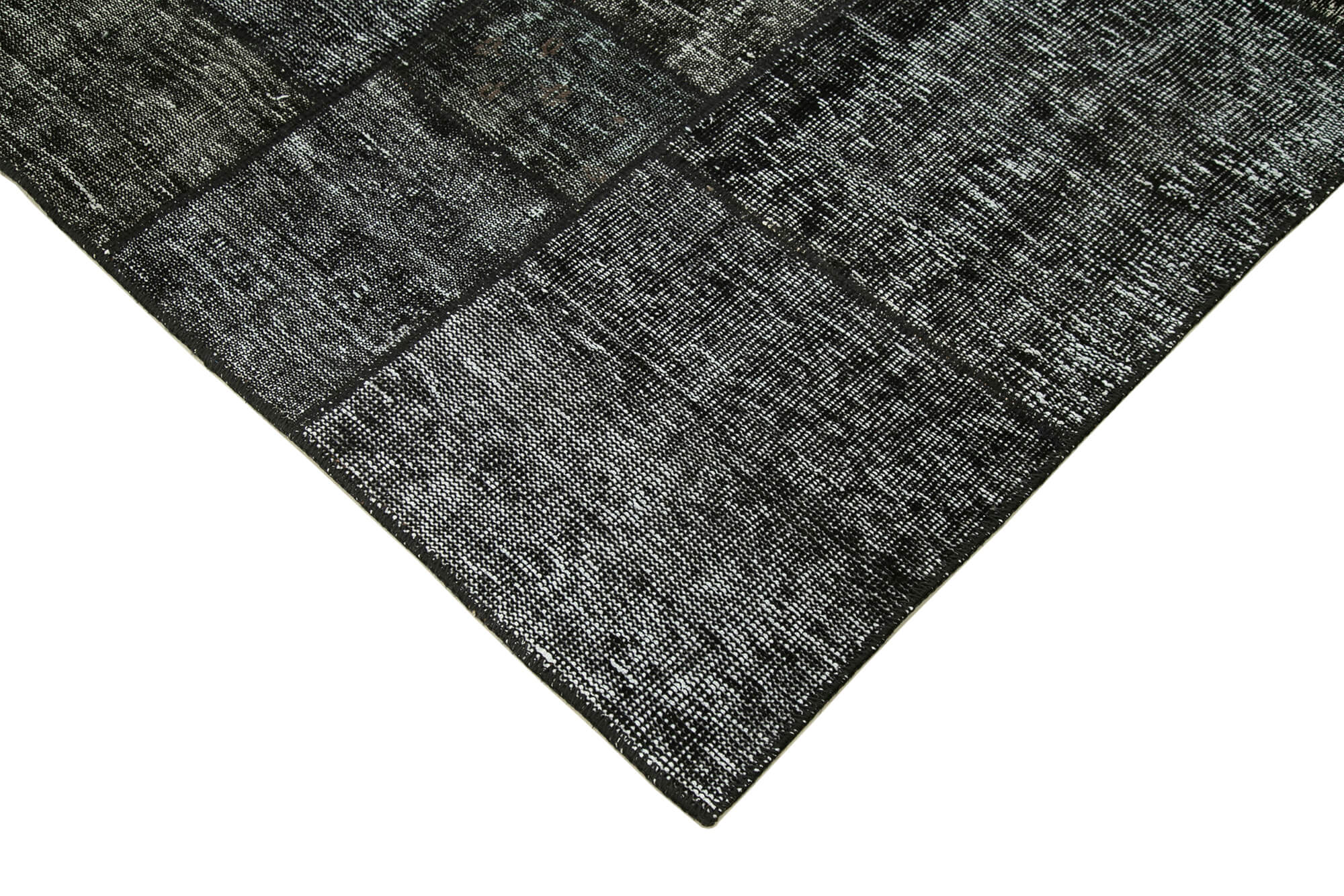 Handmade Patchwork Rug - Black Patchwork Rug 5'7''x7'11'' | Vintage Area Rug Cotton Wool Carpet