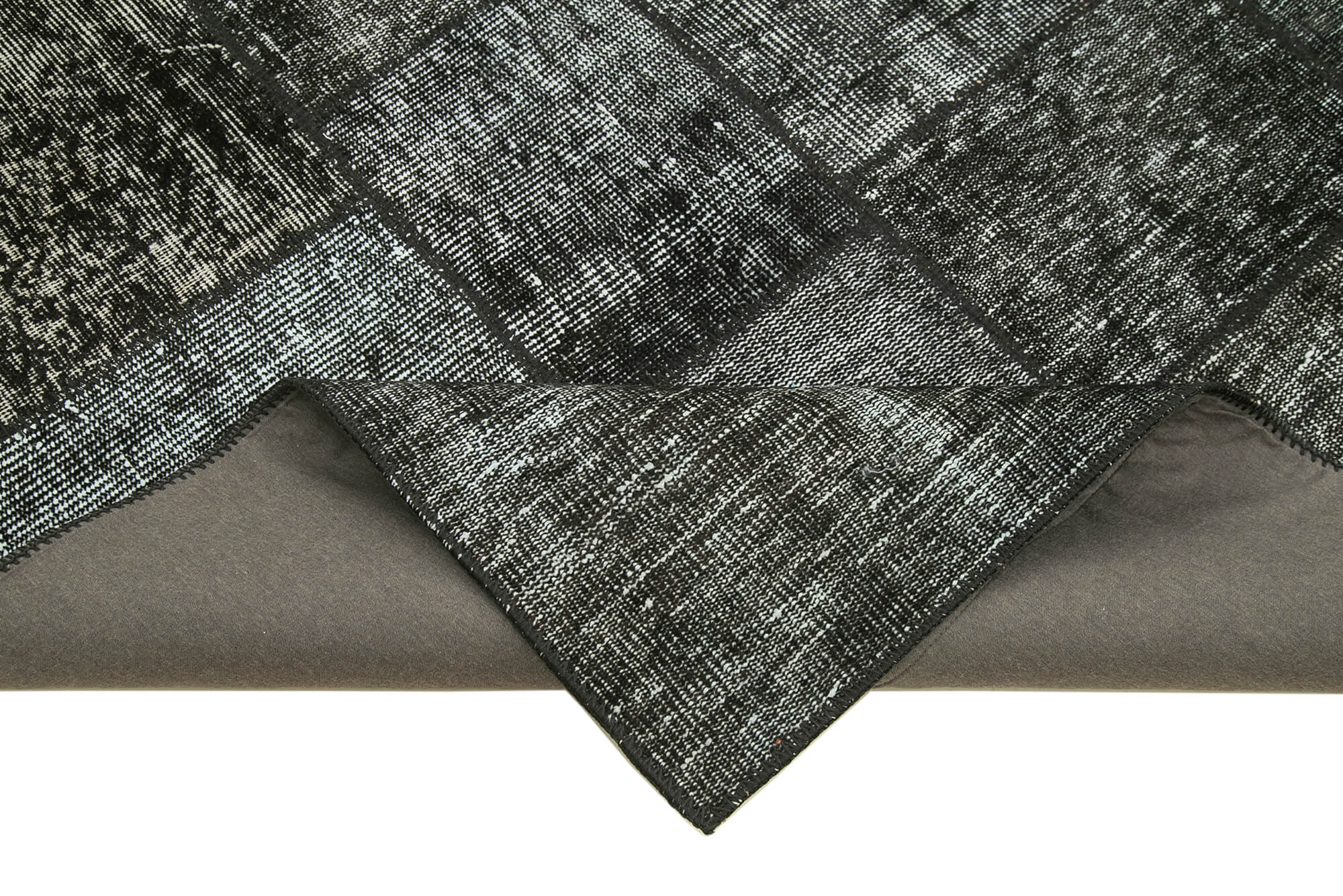 Handmade Patchwork Rug - Black Patchwork Rug 5'7''x7'11'' | Vintage Area Rug Cotton Wool Carpet