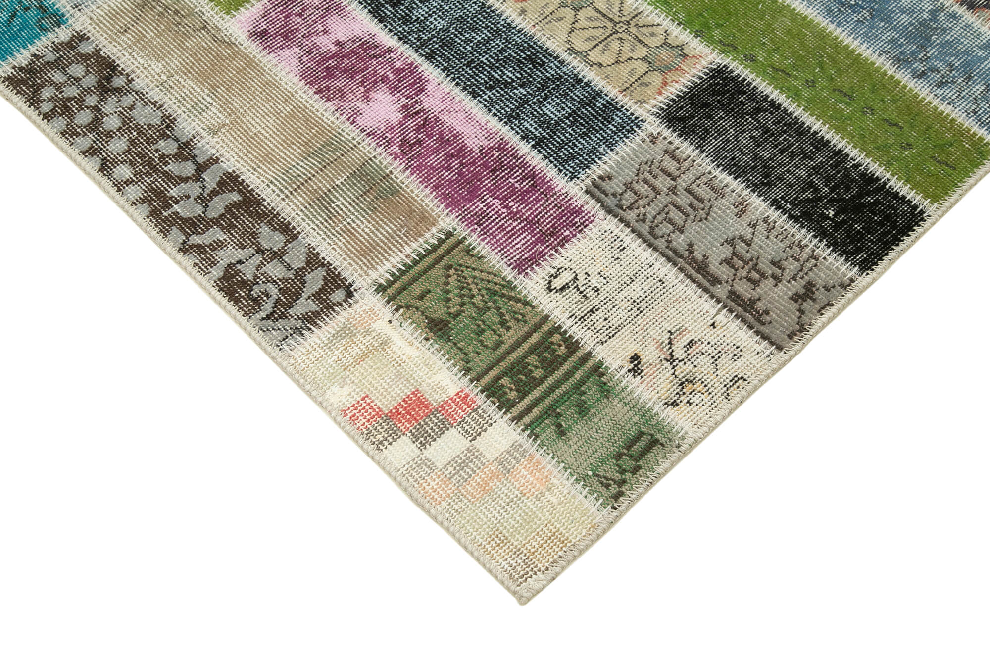 Handmade Patchwork Rug - Pink Patchwork Carpet 5'8'' x 7'7'' Cotton Wool Area Rug