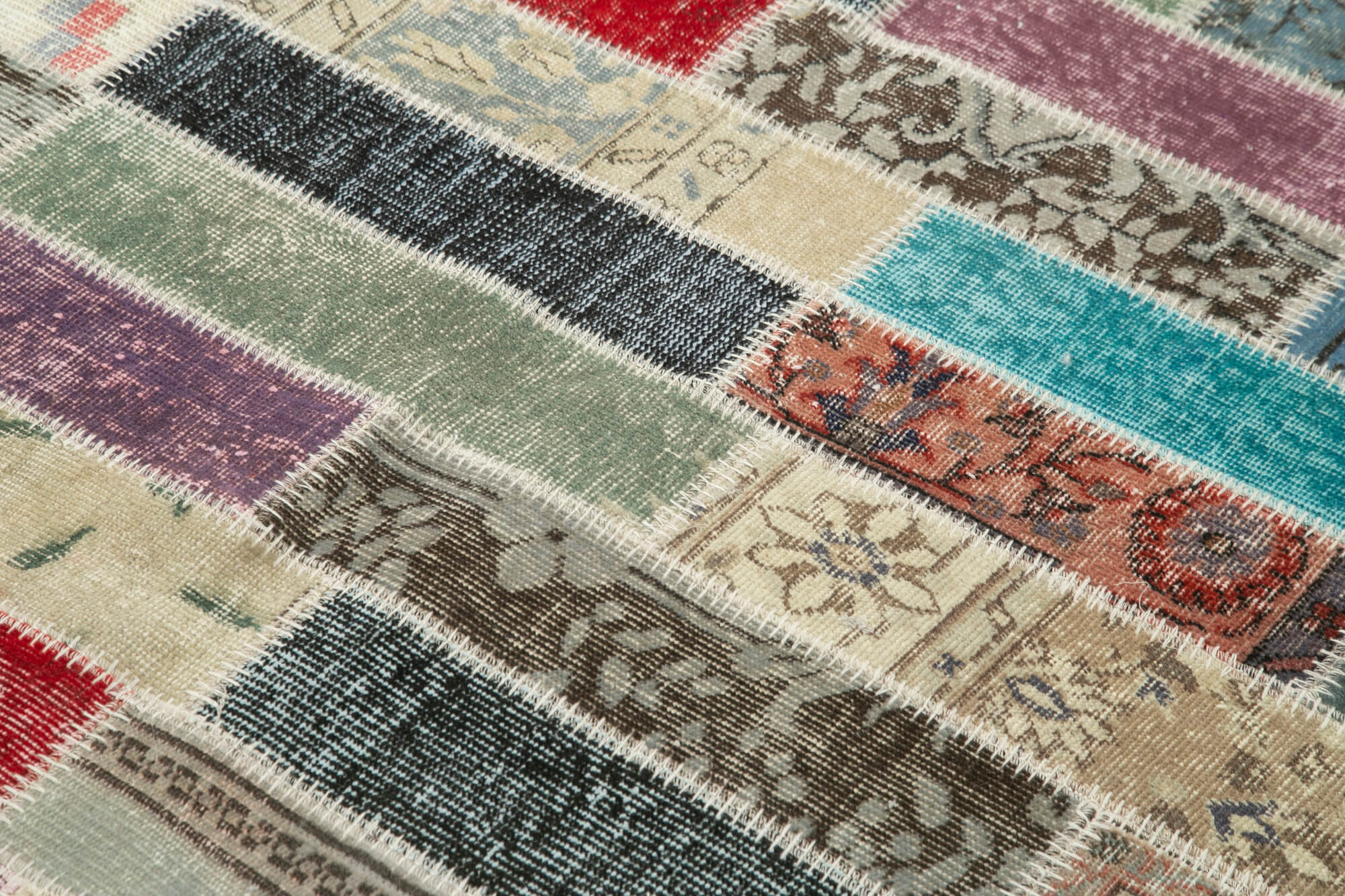 Handmade Patchwork Rug - Pink Patchwork Carpet 5'8'' x 7'7'' Cotton Wool Area Rug
