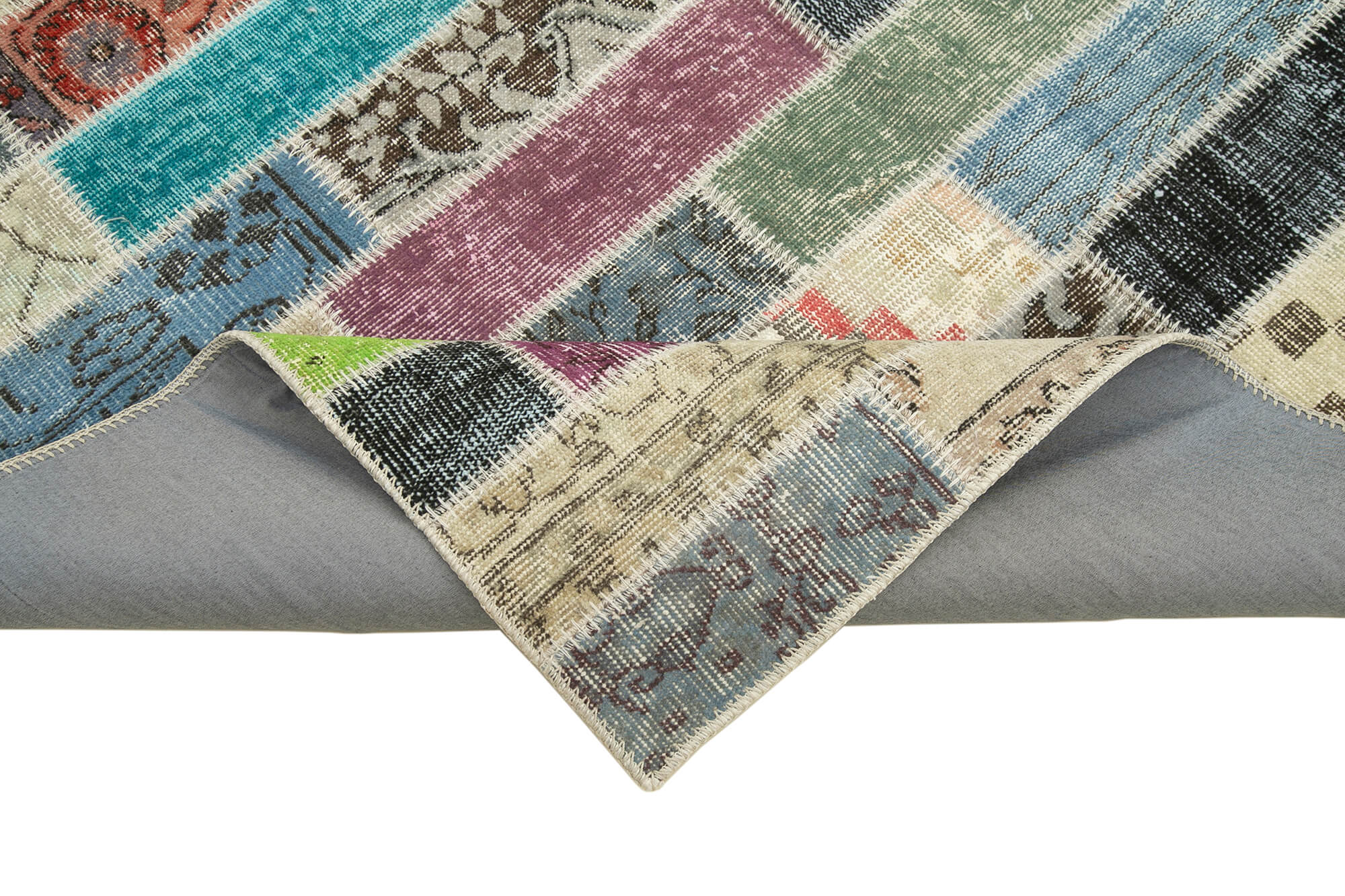 Handmade Patchwork Rug - Pink Patchwork Carpet 5'8'' x 7'7'' Cotton Wool Area Rug
