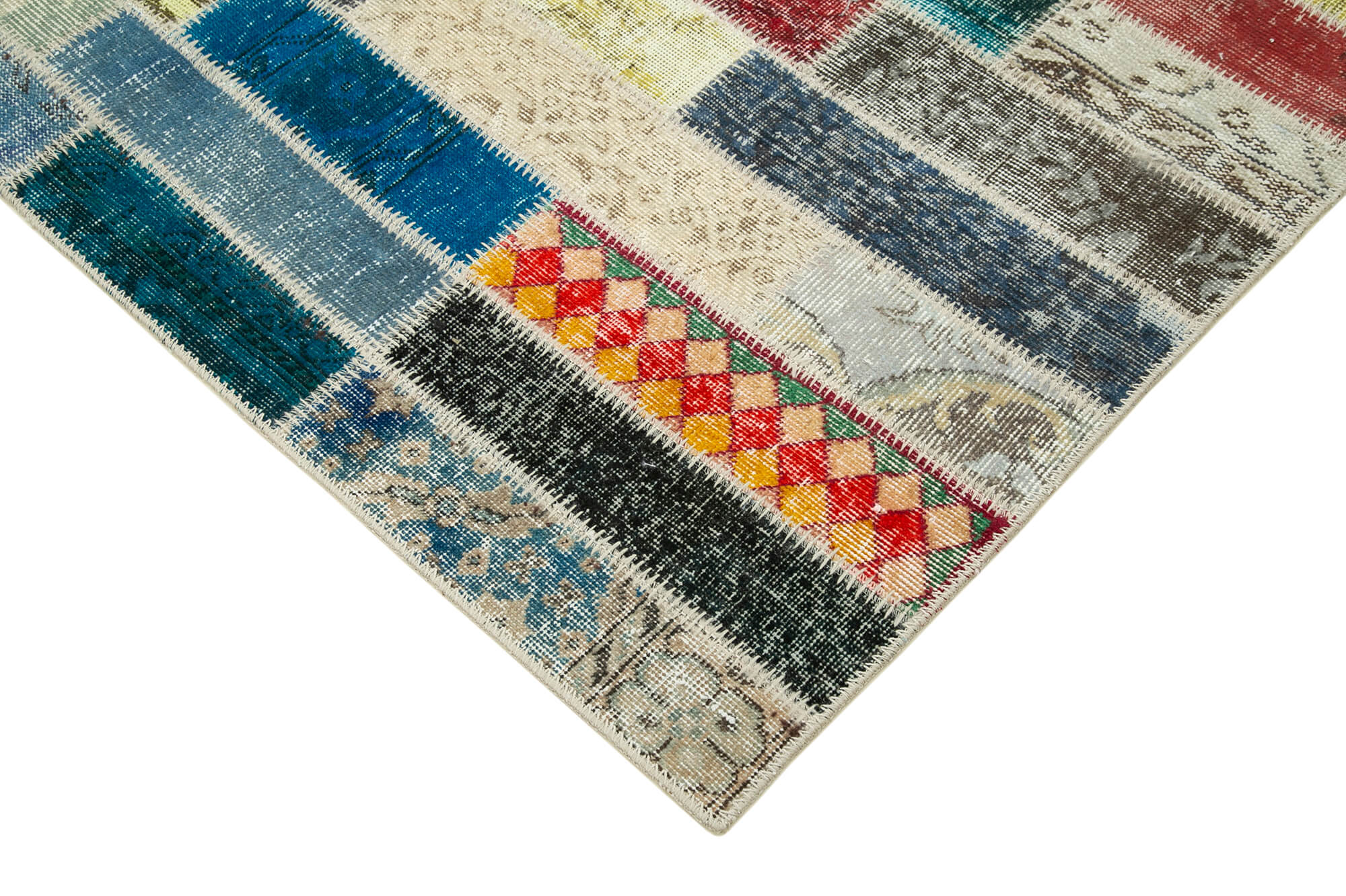 Kirk Yama Pink Patchwork Cotton Wool Handmade Area Rug 5'5'' x 7'8''