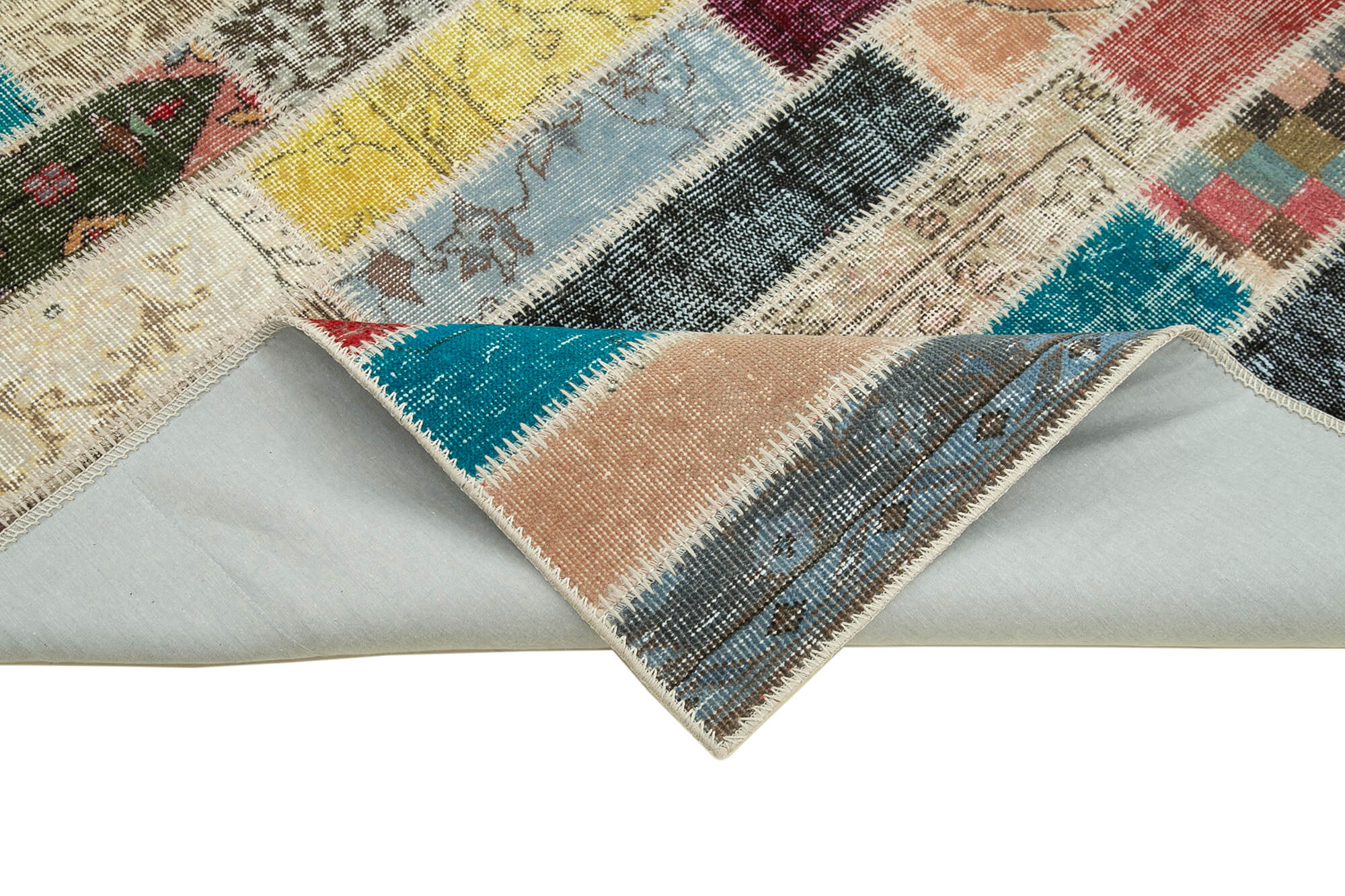 Kirk Yama Pink Patchwork Cotton Wool Handmade Area Rug 5'5'' x 7'8''