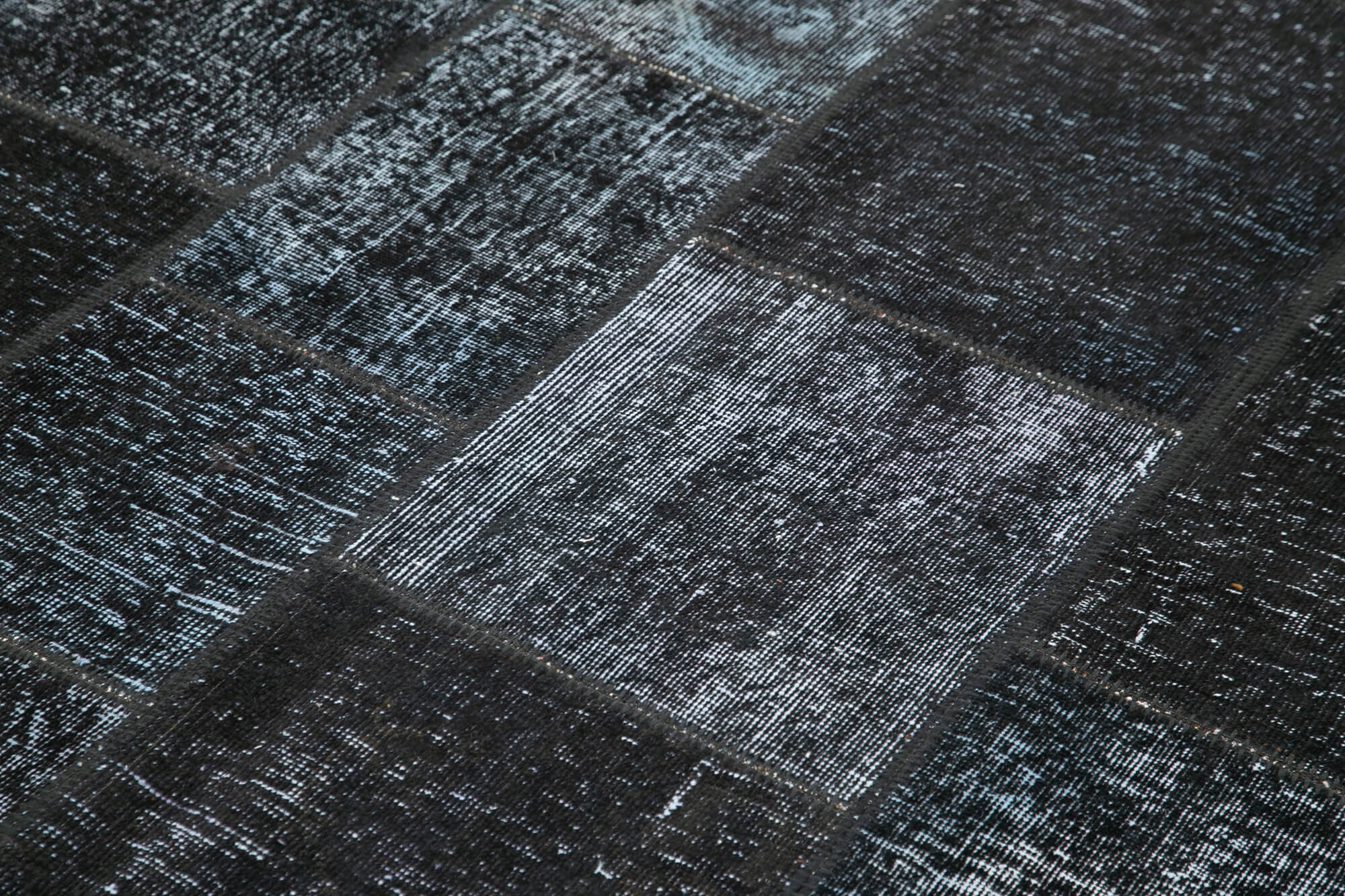 Handmade Area Rug - Kirk Yama Black Patchwork Cotton Wool Carpet 5'7''x8'