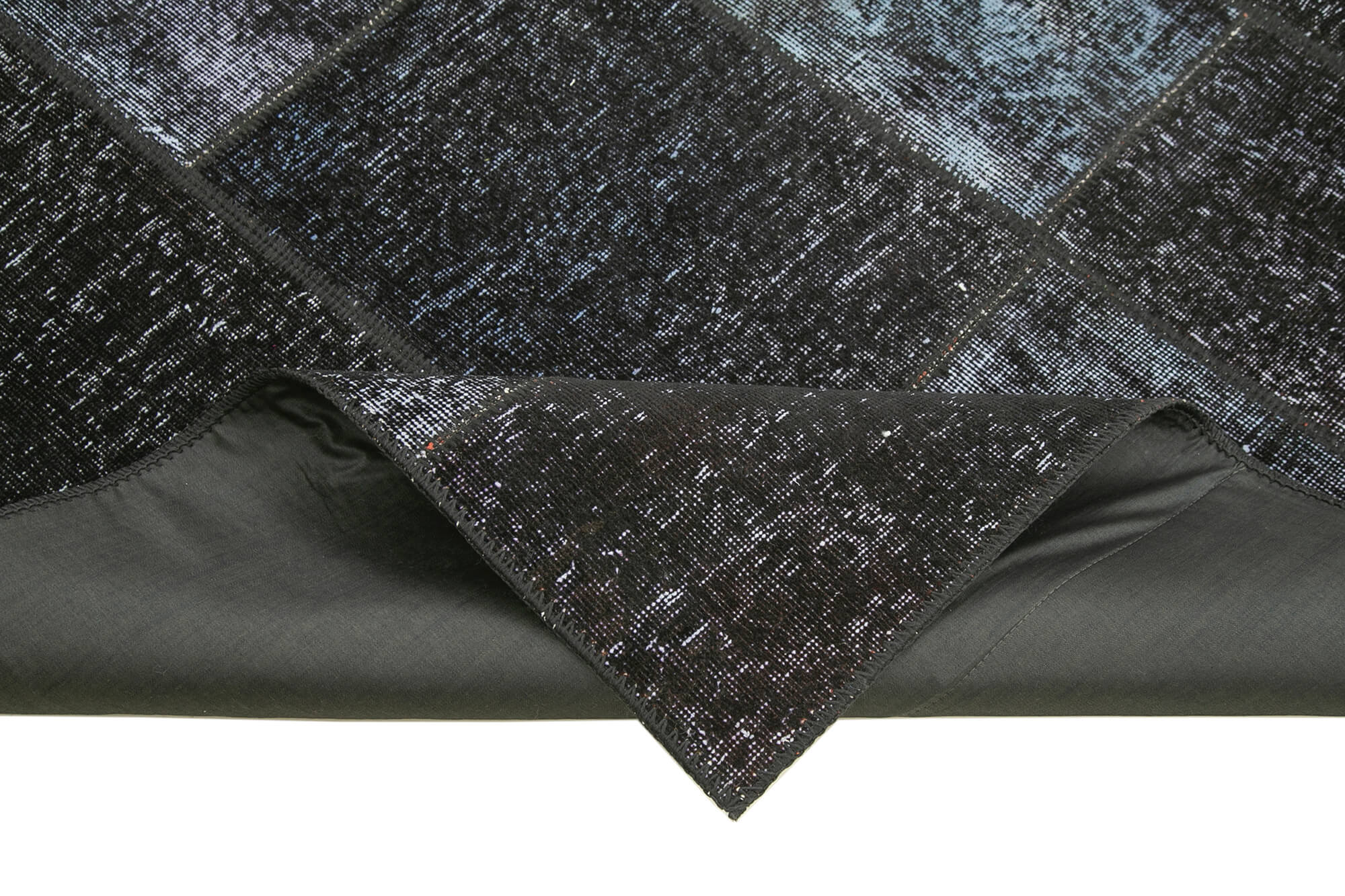 Handmade Area Rug - Kirk Yama Black Patchwork Cotton Wool Carpet 5'7''x8'