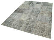 Handmade Patchwork Area Rug - Kirk Yama Grey Cotton Wool Vintage Wool Rug 5'7''x7'10''