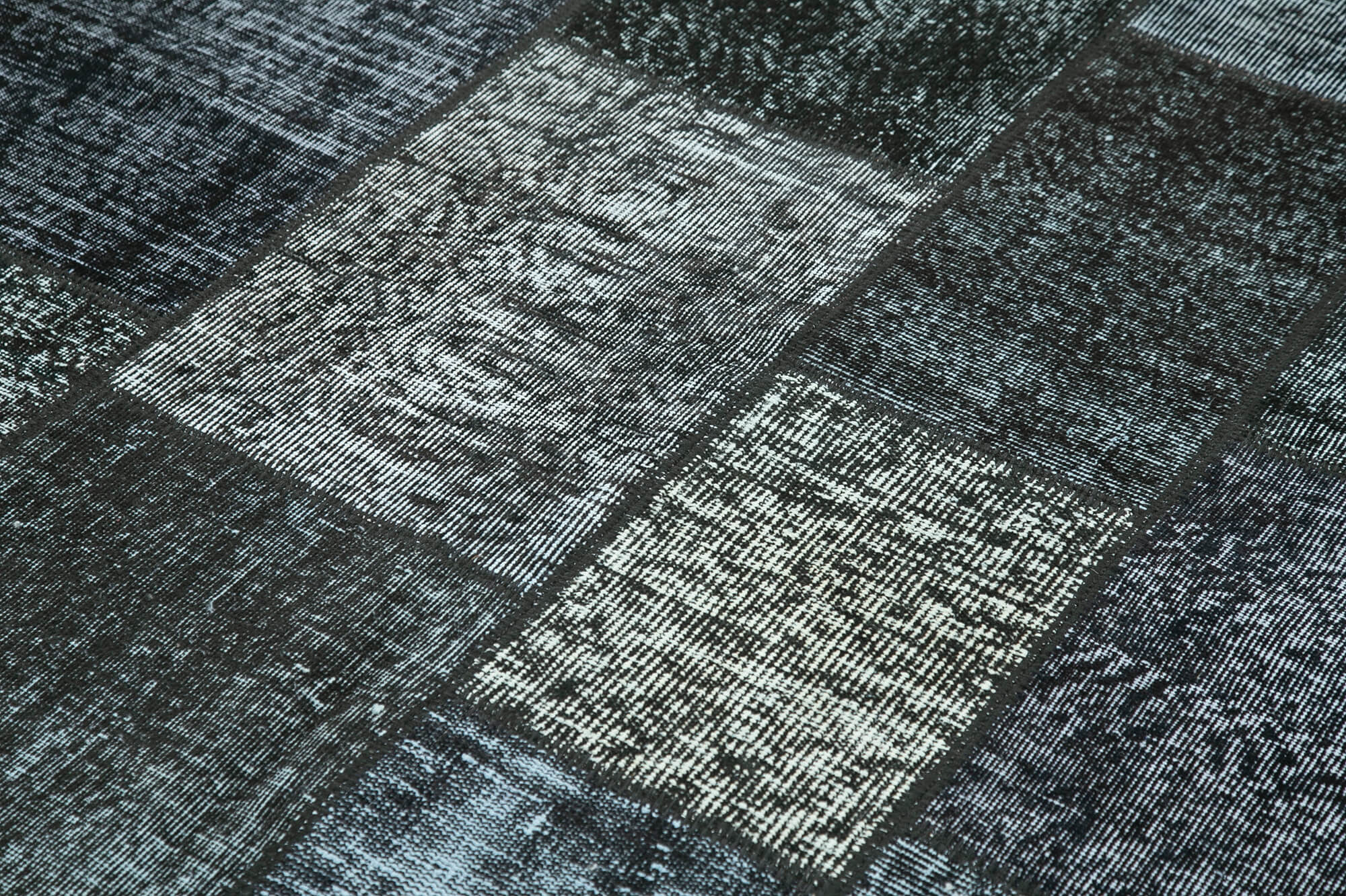 Handmade Patchwork Rug - Black Patchwork Carpet 5'7" x 8'1" Cotton Wool Blend