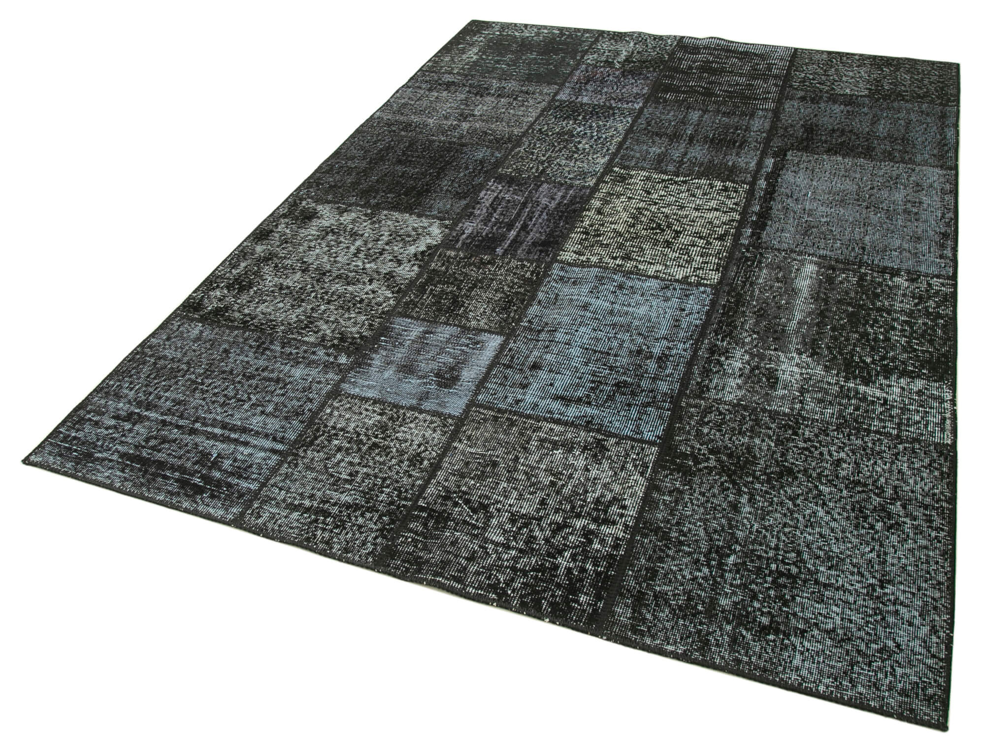 Handmade Patchwork Rug - Kirk Yama Black Cotton Wool Area Rug 5'7''x7'10''