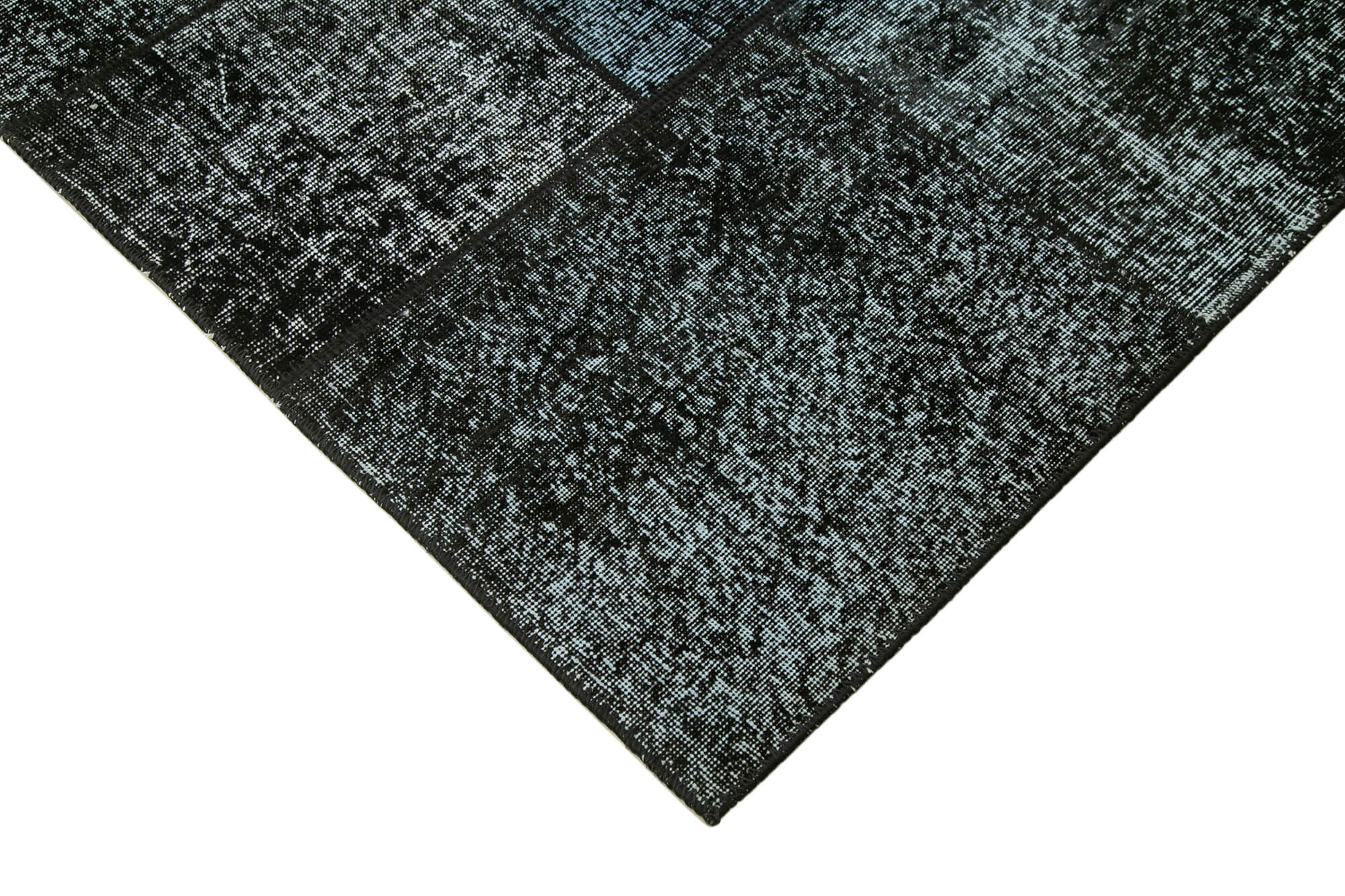 Handmade Patchwork Rug - Kirk Yama Black Cotton Wool Area Rug 5'7''x7'10''
