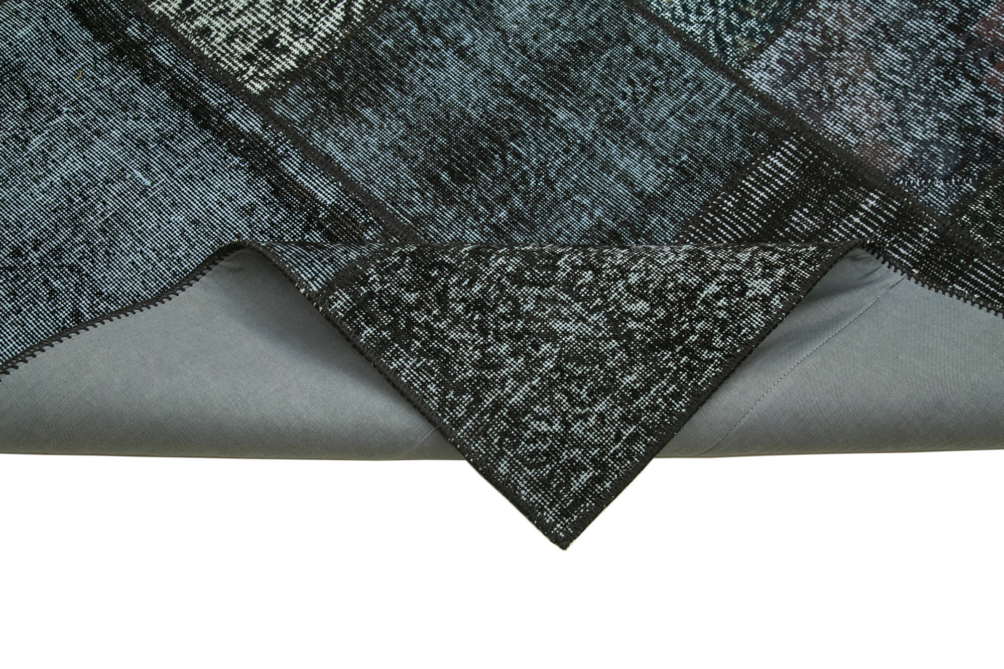 Handmade Patchwork Rug - Kirk Yama Black Cotton Wool Area Rug 5'7''x7'10''