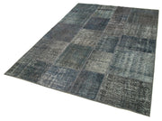 Handmade Patchwork Rug - Kirk Yama Grey Cotton Wool Vintage Area Rug 5'7''x7'11''