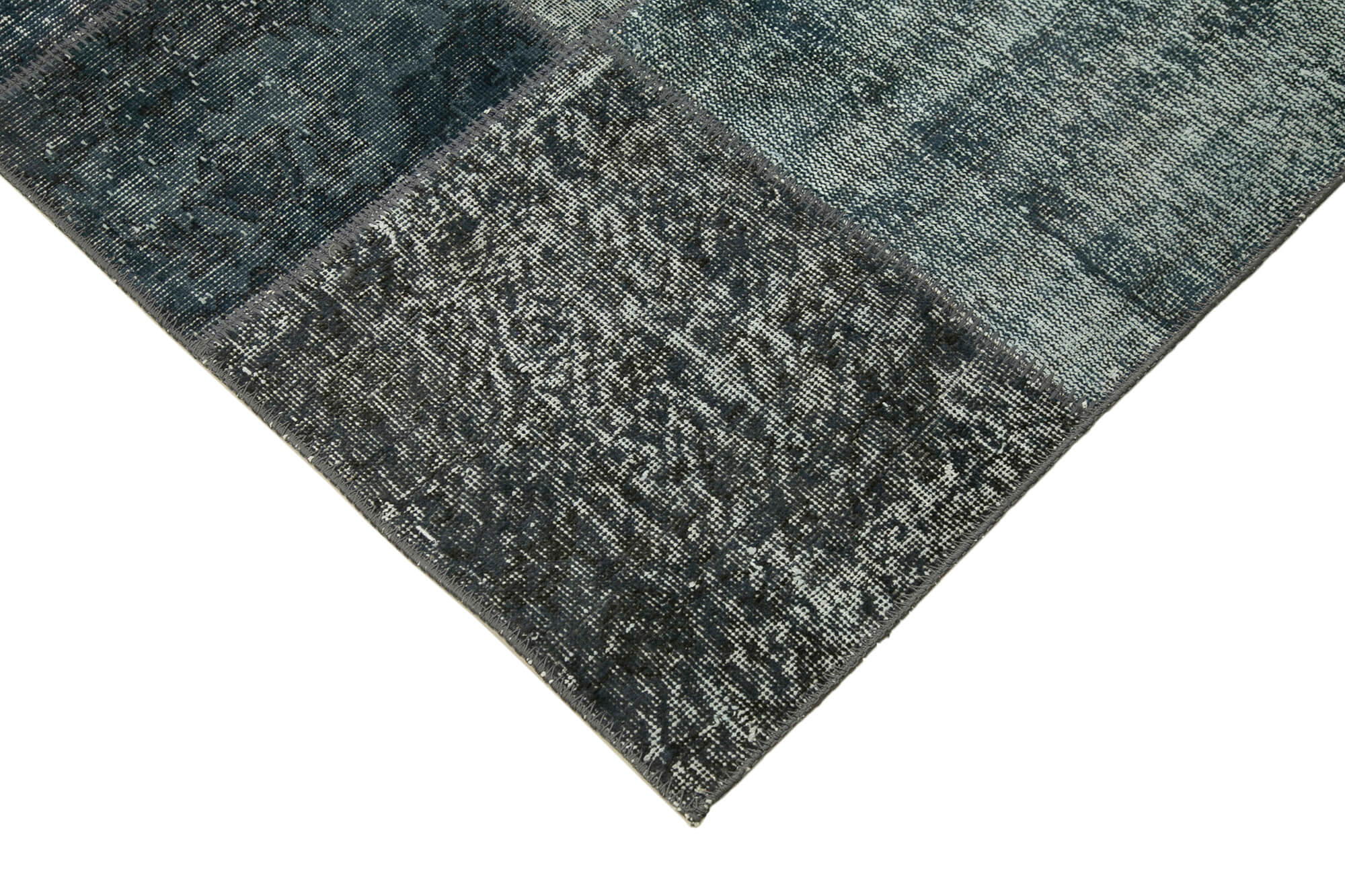 Handmade Patchwork Rug - Kirk Yama Grey Cotton Wool Vintage Area Rug 5'7''x7'11''