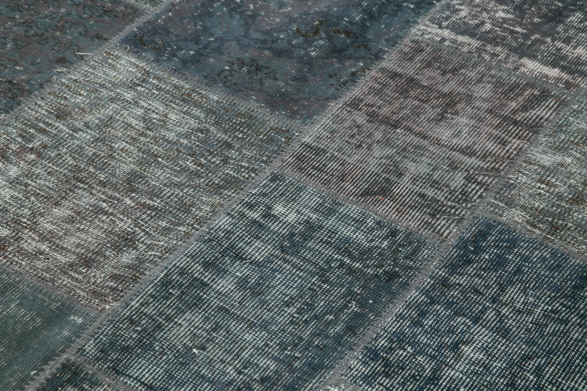Handmade Patchwork Rug - Kirk Yama Grey Cotton Wool Vintage Area Rug 5'7''x7'11''