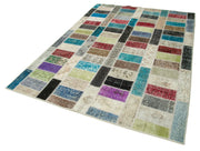 Handmade Patchwork Rug - Kirk Yama Pink Cotton Wool Vintage Area Rug 5'10" x 8'1"