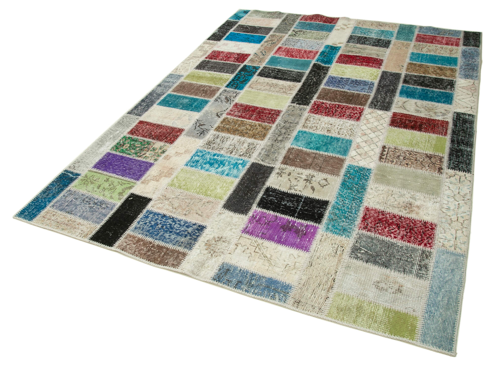 Handmade Patchwork Rug - Kirk Yama Pink Cotton Wool Vintage Area Rug 5'10" x 8'1"