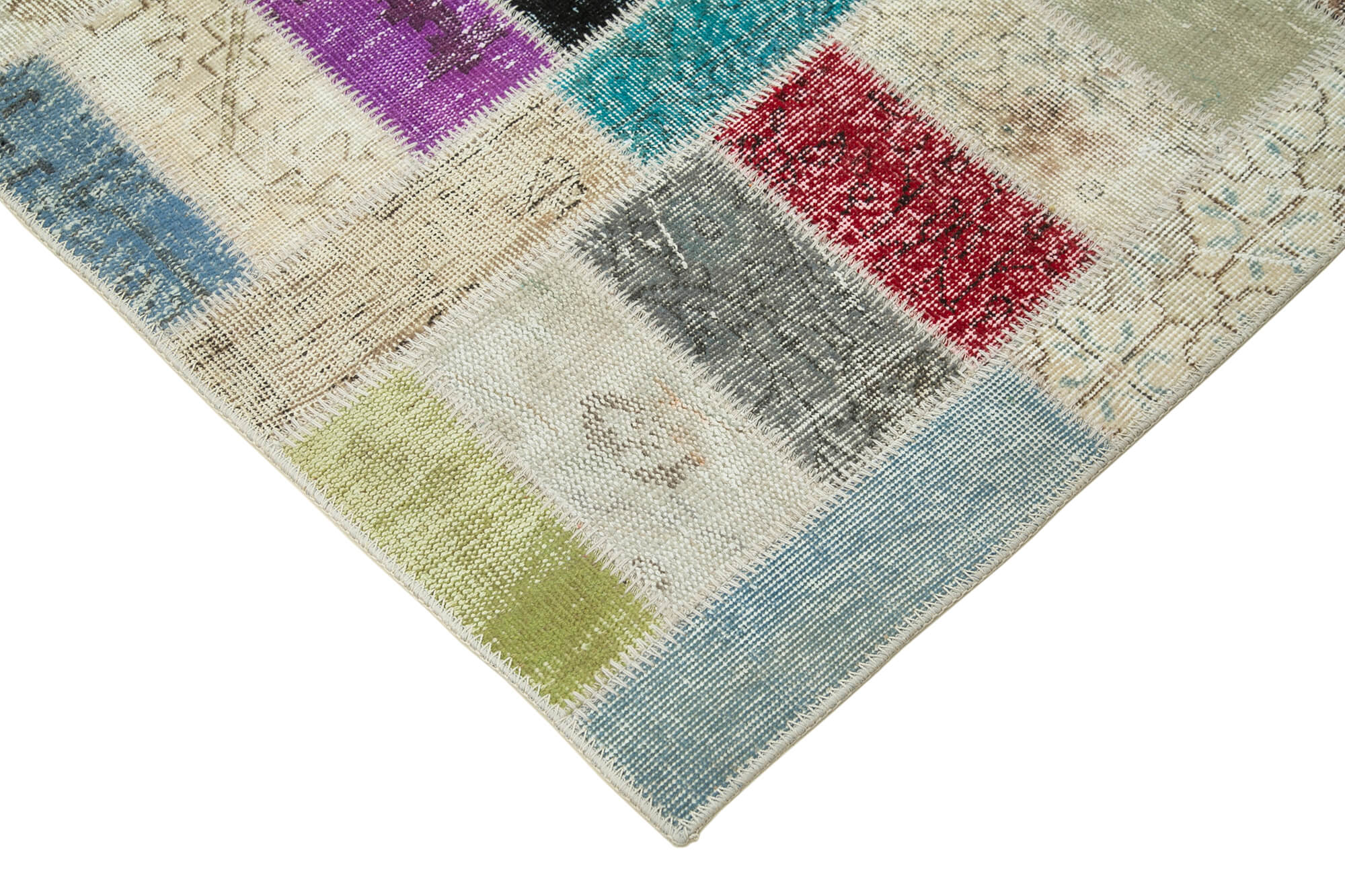 Handmade Patchwork Rug - Kirk Yama Pink Cotton Wool Vintage Area Rug 5'10" x 8'1"