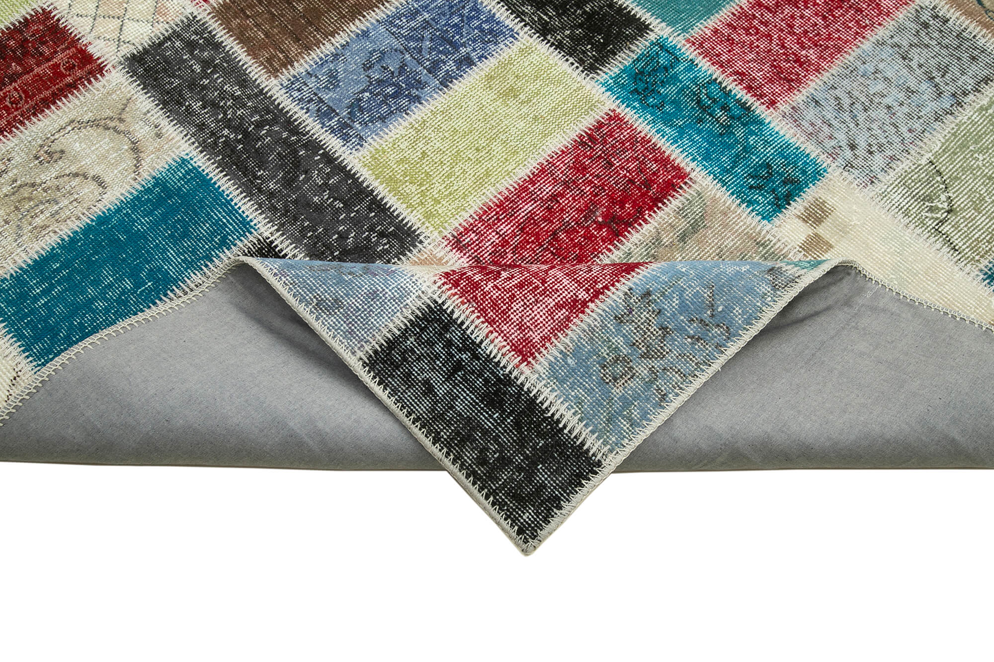 Handmade Patchwork Rug - Kirk Yama Pink Cotton Wool Vintage Area Rug 5'10" x 8'1"