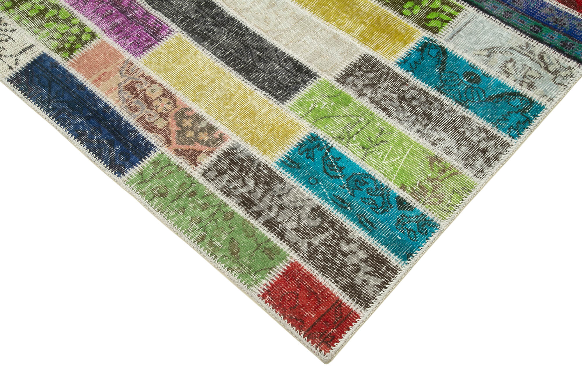 Handmade Area Rug - Pink Patchwork Cotton Wool Rug 5'8'' x 7'5'' Durable Vintage Turkish Carpet