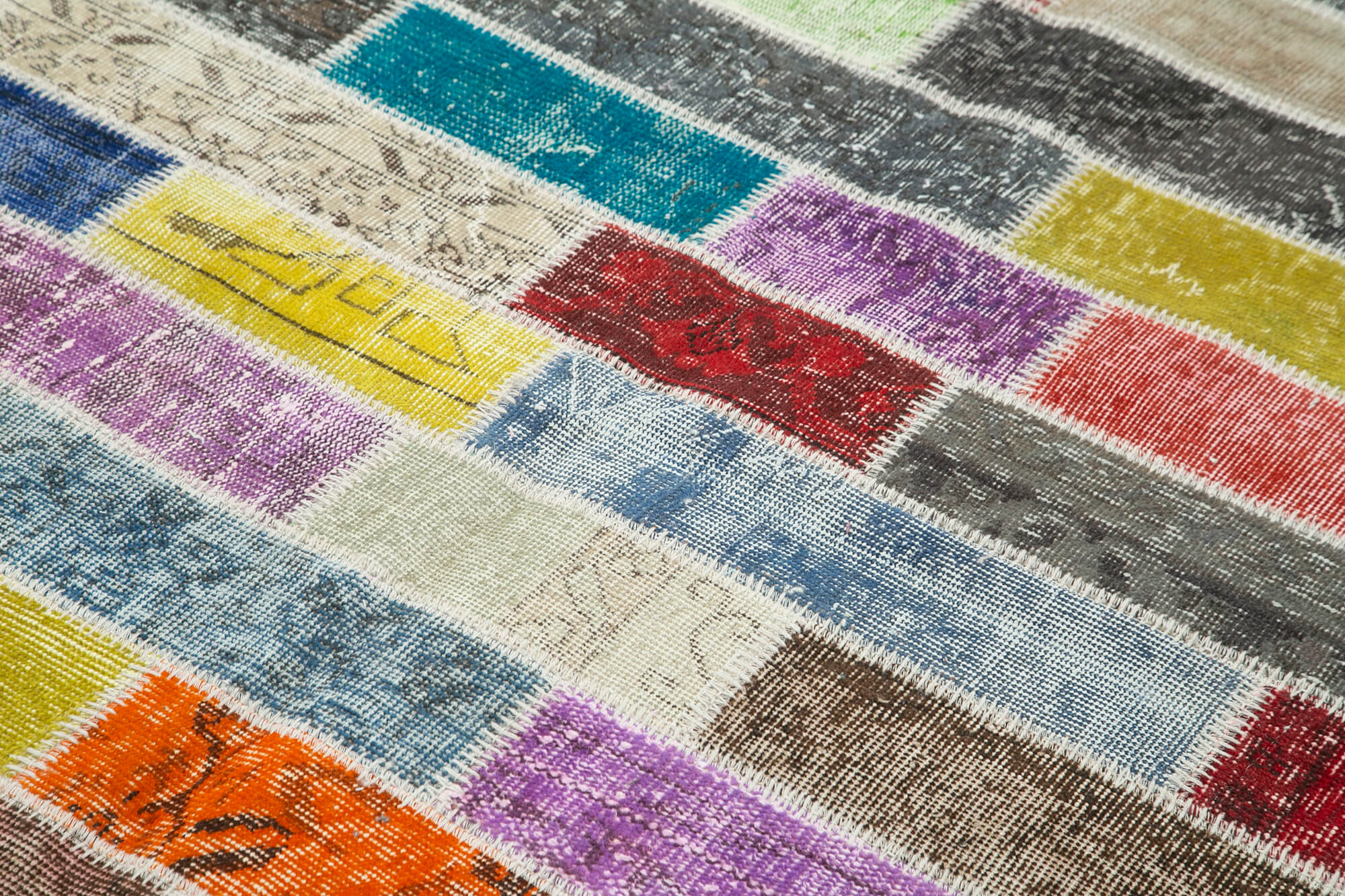 Handmade Area Rug - Kirk Yama Pink Patchwork Cotton Wool Carpet 5'8''x7'7''