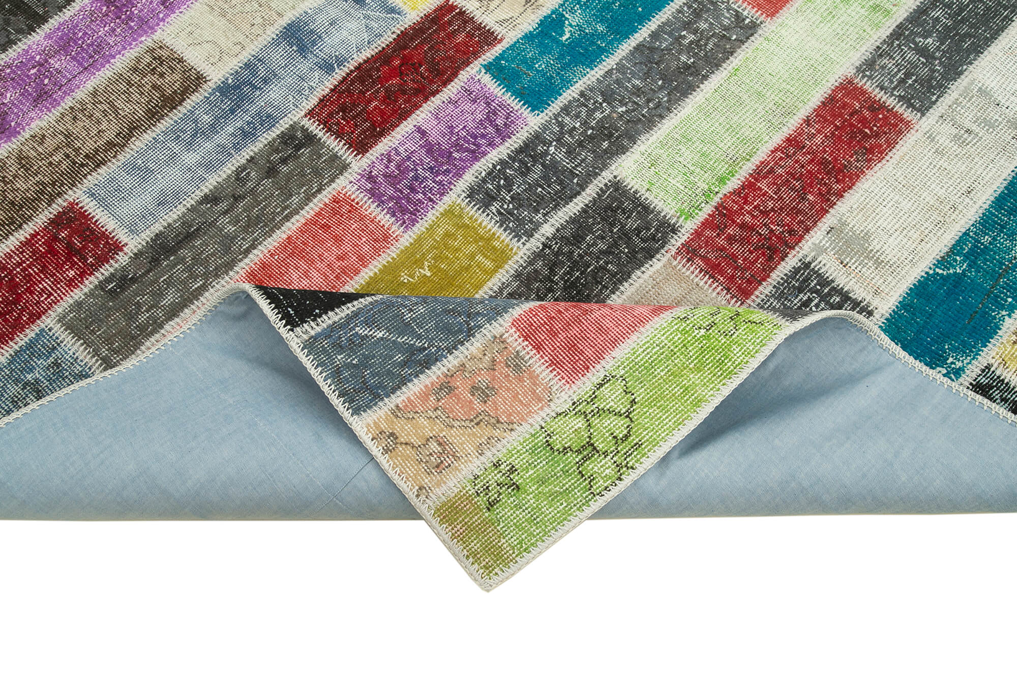 Handmade Area Rug - Kirk Yama Pink Patchwork Cotton Wool Carpet 5'8''x7'7''