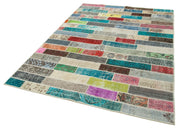 Handmade Patchwork Area Rug - Kirk Yama Pink Cotton Wool Carpet 5'7''x7'10''