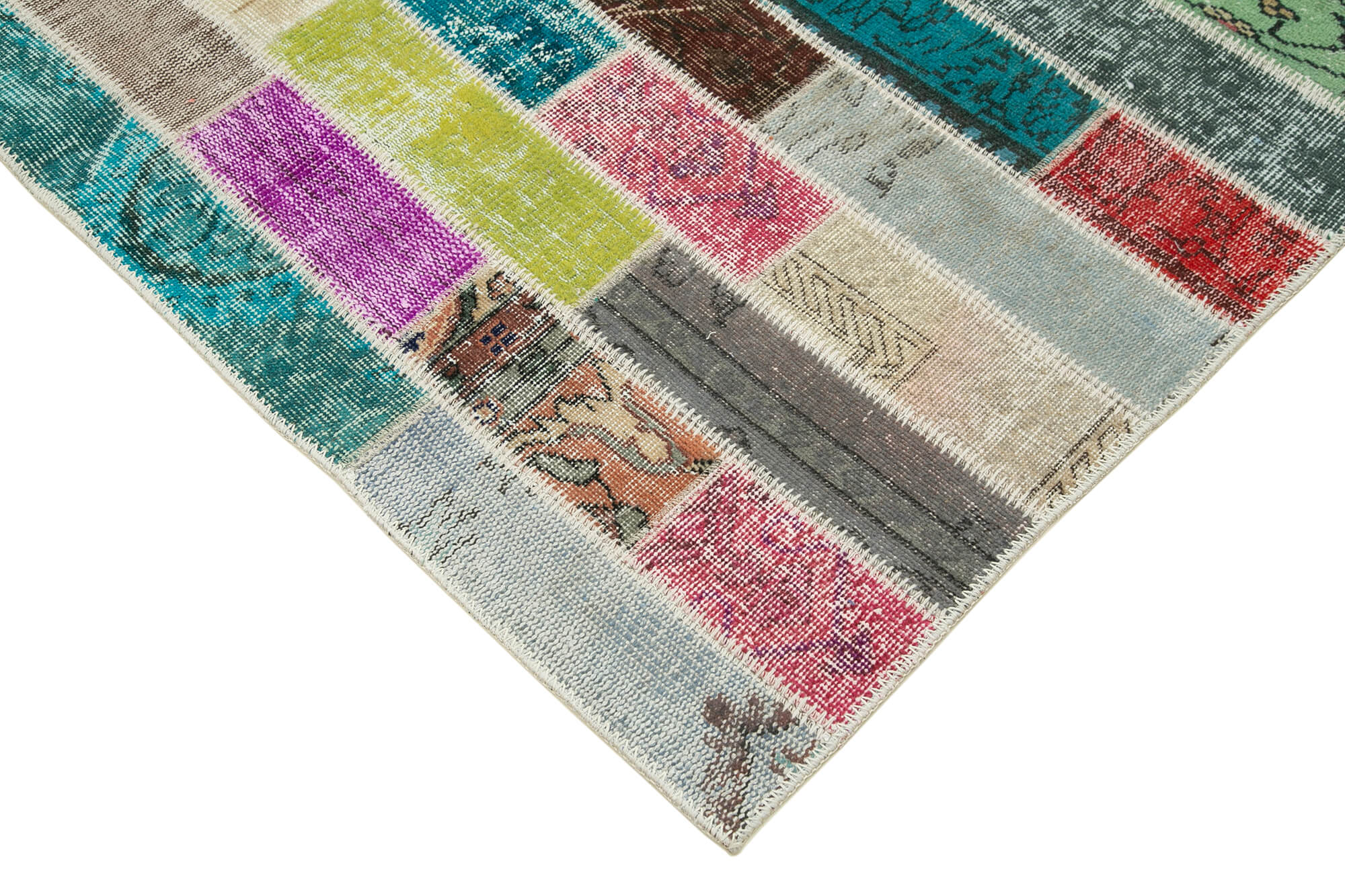 Handmade Patchwork Area Rug - Kirk Yama Pink Cotton Wool Carpet 5'7''x7'10''