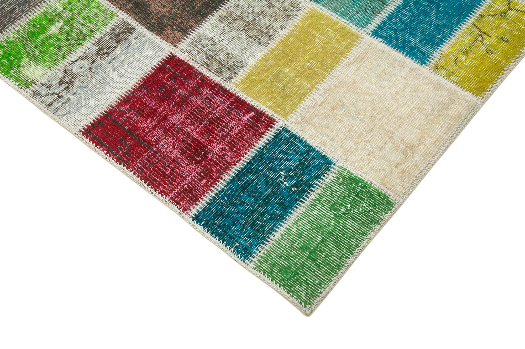 Kirk Yama Pink Patchwork Cotton Wool Handmade Area Rug 5'10'' x 7'6''