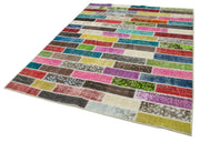 Handmade Patchwork Rug - Pink Cotton Wool Rug 5'9'' x 7'5'' | Vintage Area Carpet