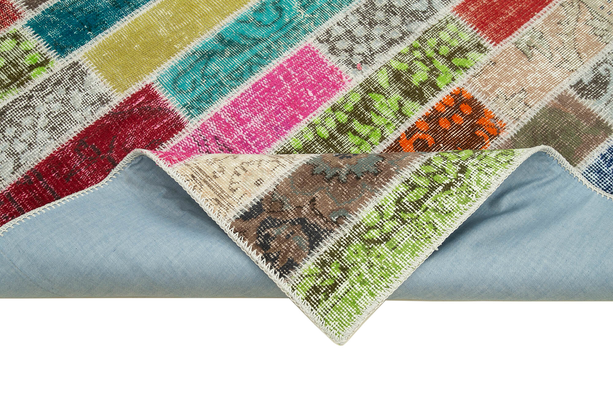Handmade Patchwork Rug - Pink Cotton Wool Rug 5'9'' x 7'5'' | Vintage Area Carpet
