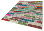 Handmade Patchwork Rug - Kirk Yama Pink Cotton Wool Vintage Area Rug 5'8''x7'6''