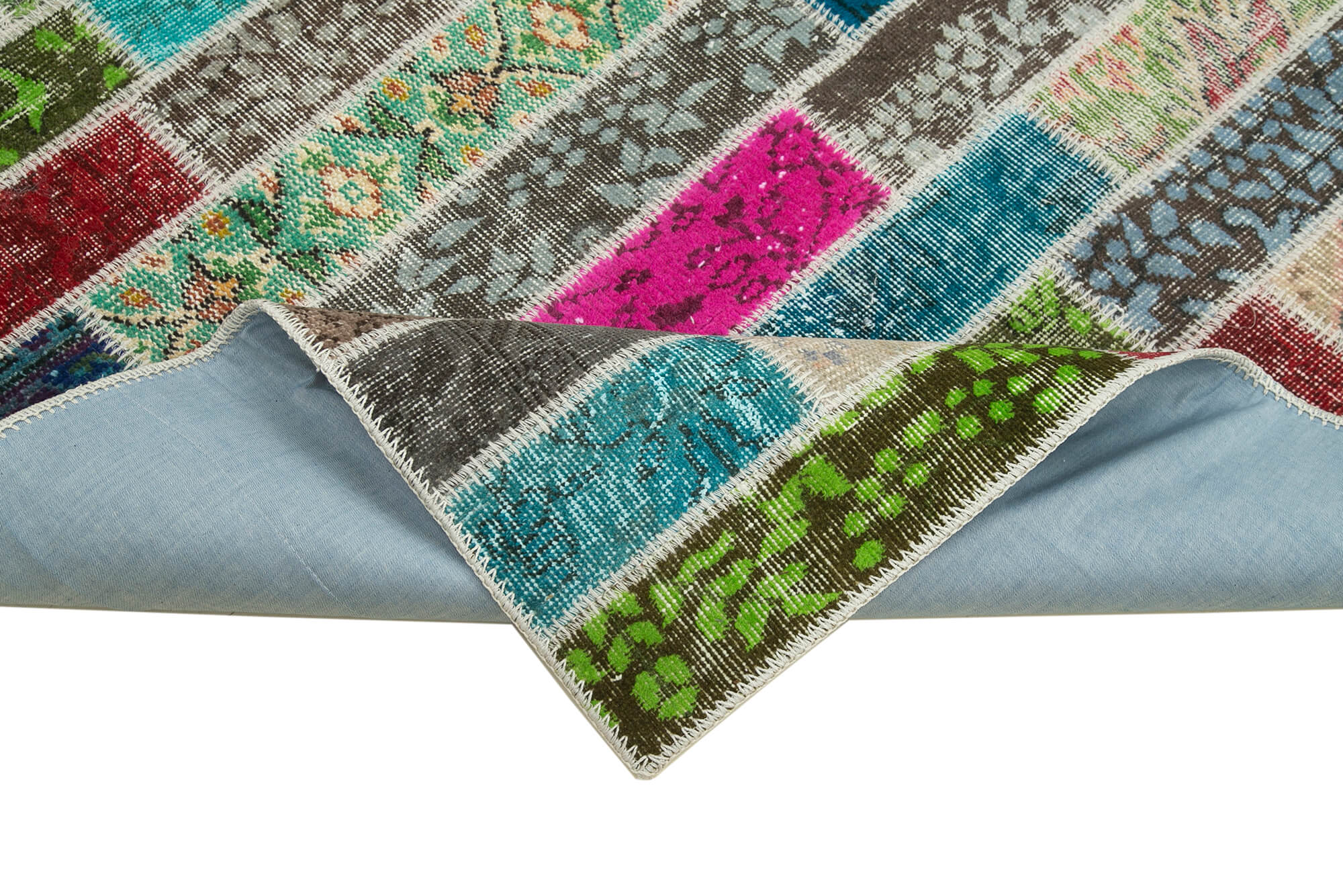 Handmade Patchwork Rug - Kirk Yama Pink Cotton Wool Vintage Area Rug 5'8''x7'6''
