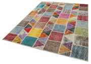 Handmade Patchwork Rug - Pink Patchwork Rug Cotton Wool Carpet 5'11" x 7'7"