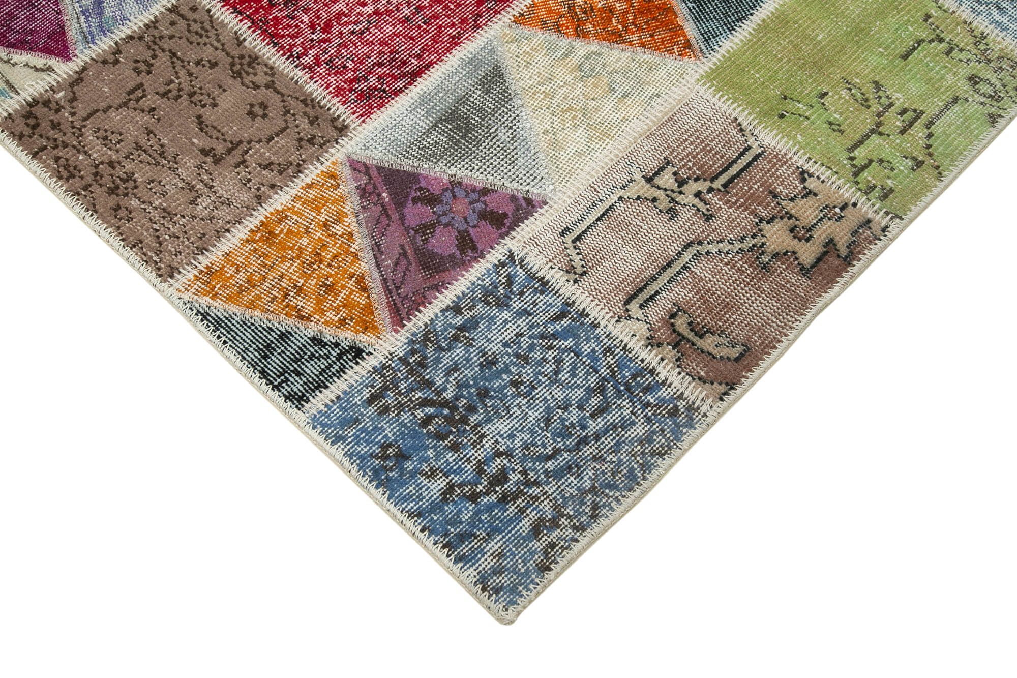 Handmade Patchwork Rug - Pink Patchwork Rug Cotton Wool Carpet 5'11" x 7'7"