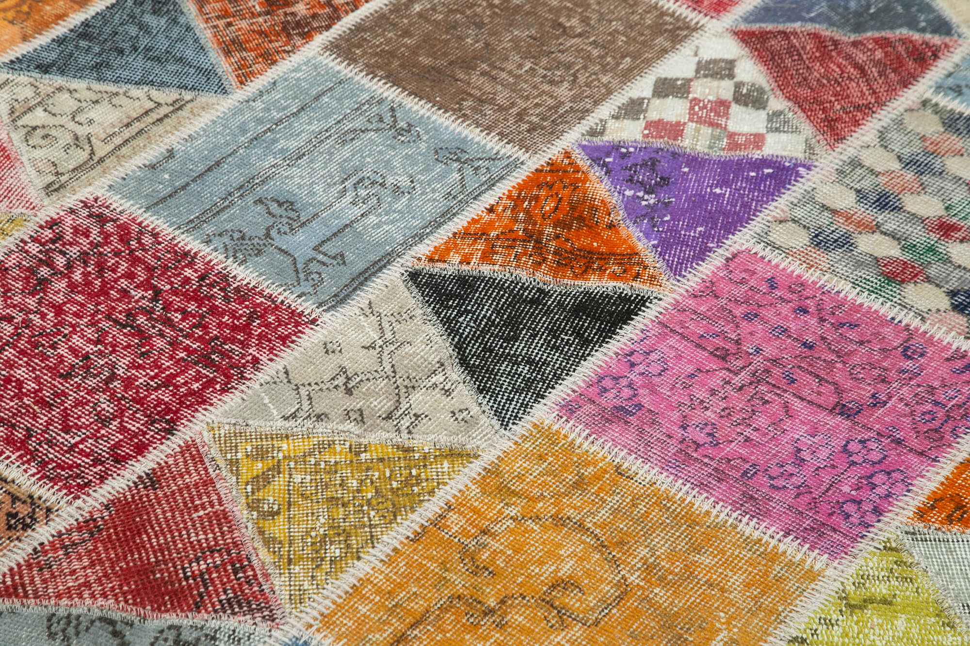Handmade Patchwork Rug - Pink Patchwork Rug Cotton Wool Carpet 5'11" x 7'7"