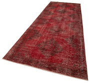 Handmade Wool Area Rug - Red Vintage Cotton Rug | Turkish Hand Knotted Carpet 4'11''x12'10''