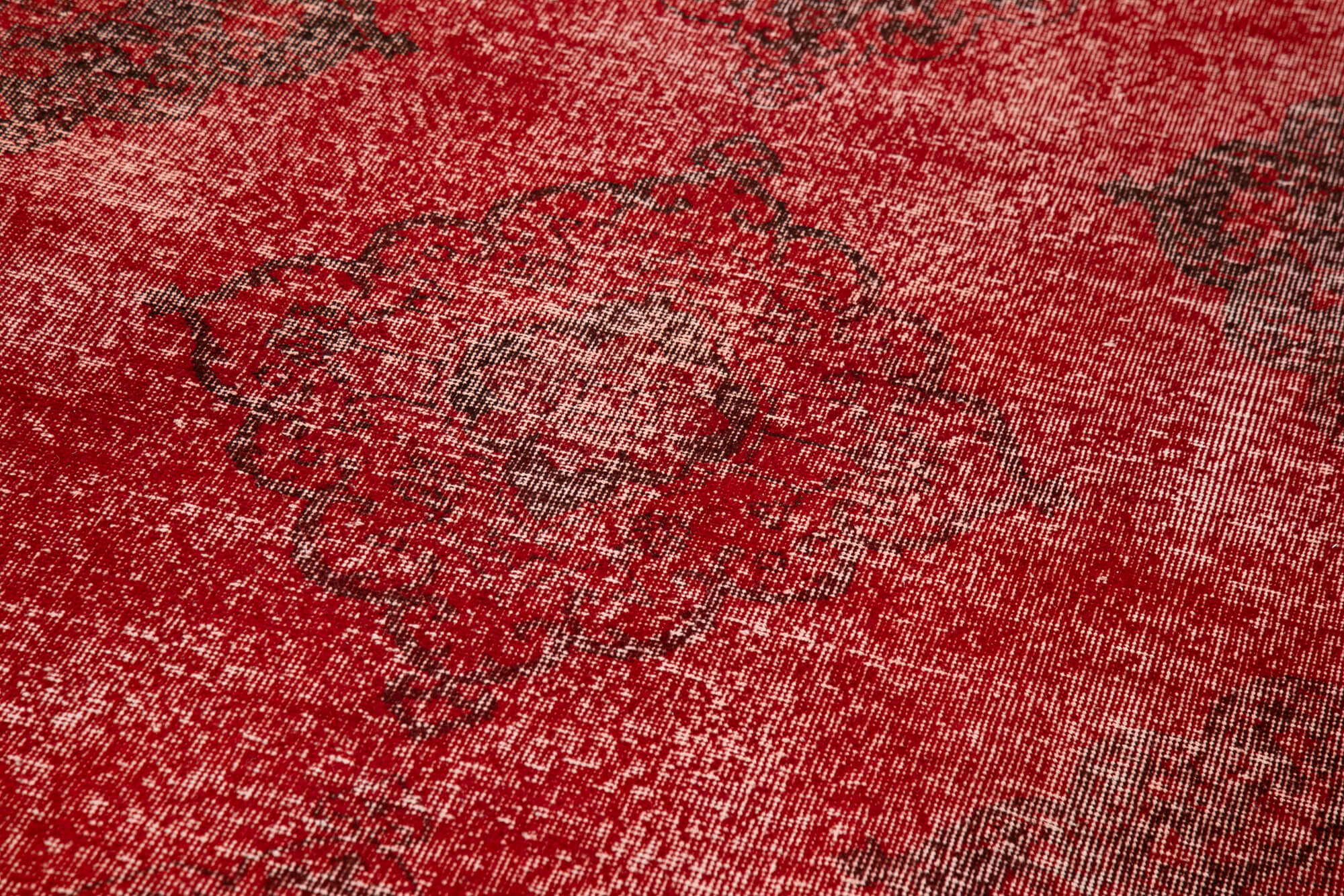 Handmade Wool Area Rug - Red Vintage Cotton Rug | Turkish Hand Knotted Carpet 4'11''x12'10''