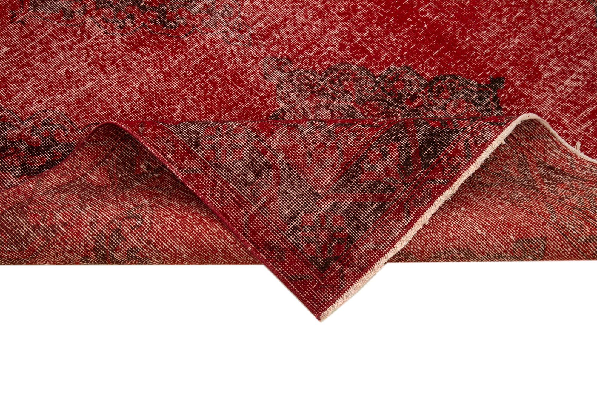 Handmade Wool Area Rug - Red Vintage Cotton Rug | Turkish Hand Knotted Carpet 4'11''x12'10''