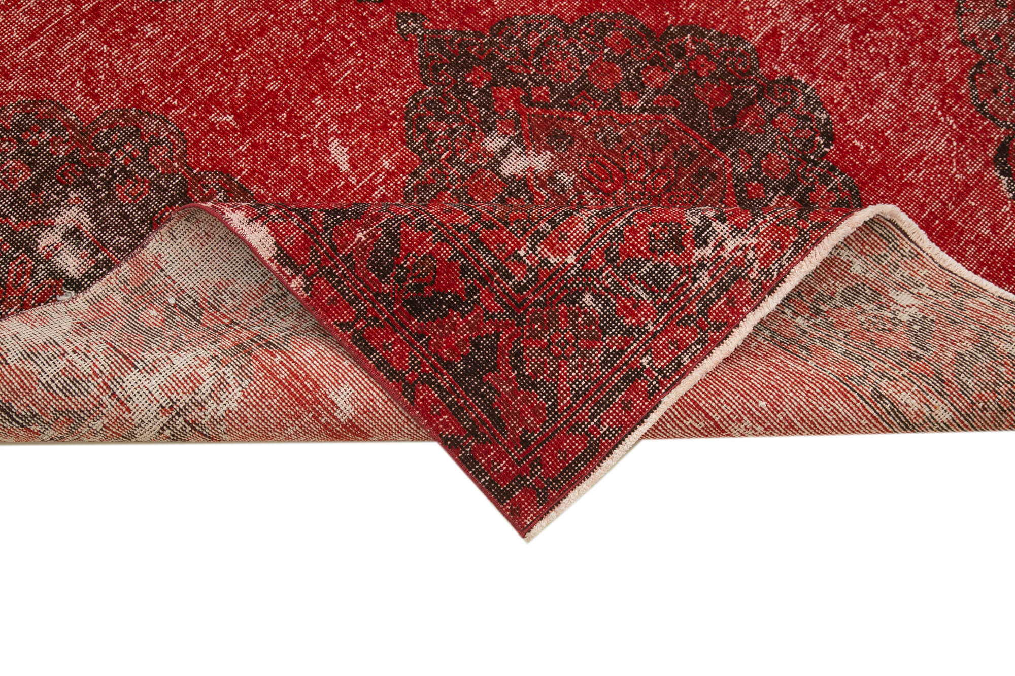 Vintage Wool Area Rug - Handmade Cotton Rug | Turkish Woven Carpet 4'8''x13'5'' Red
