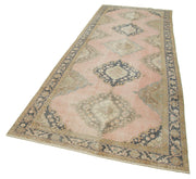 Handmade Vintage Area Rug - Beige Cotton Wool Rug, Turkish Traditional Hand Knotted Carpet 4'8''x12'2''