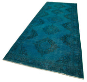 Handmade Vintage Area Rug – Turquoise Wool Rug Cotton Wool Carpet 4'9''x13'3''