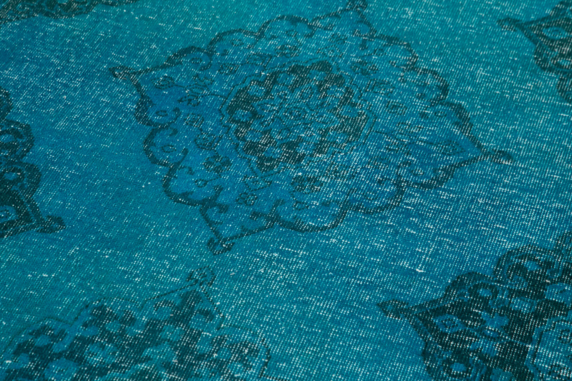 Handmade Vintage Area Rug – Turquoise Wool Rug Cotton Wool Carpet 4'9''x13'3''